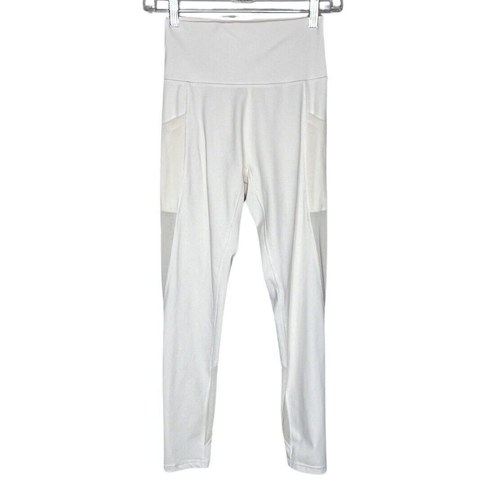 Aerie Leggings Womens Medium White Mesh Offline‎ Goals 7/8 Hi Rise Athleisure